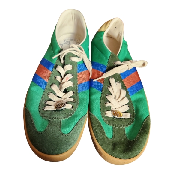 Men's green web accent Gucci low top sneakers size 11 - Picture 2 of 11